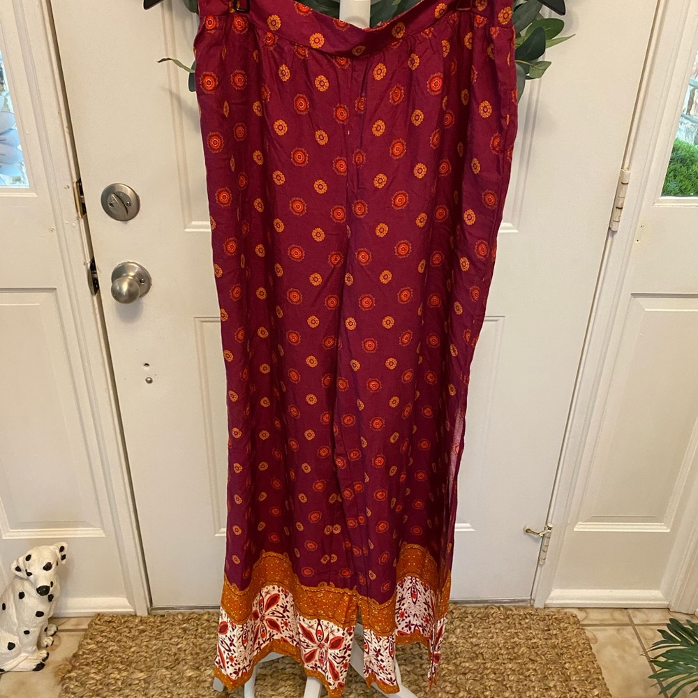 Target Boho Floral Print Gypsy Palazzo High Rise Wide Leg Pants M